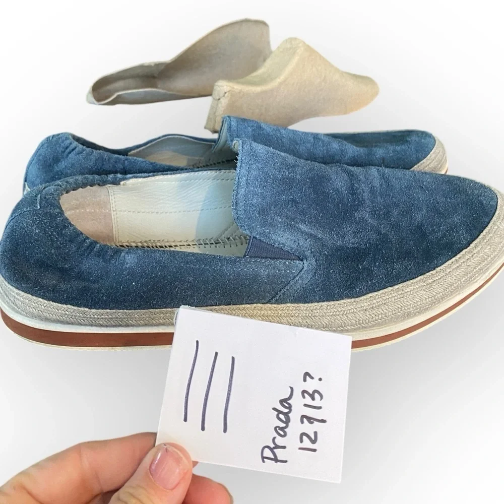 P4 Prada Sport Blue Suede Linea Rossa Espadrille Loafers‎